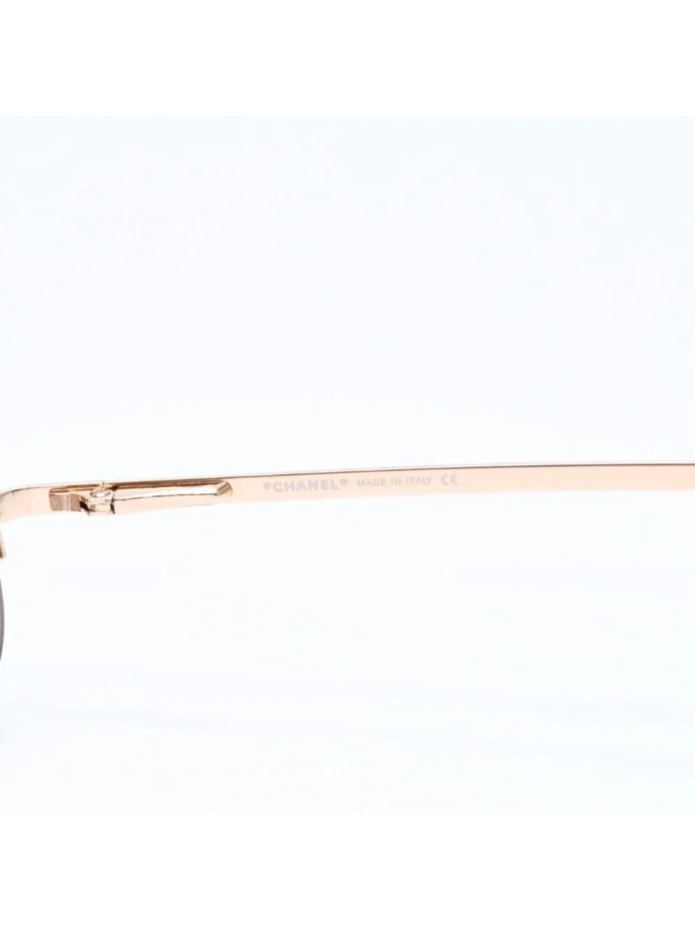 Chanel Half Rim Sunglasses Eyewear CC Logo Brown Gold